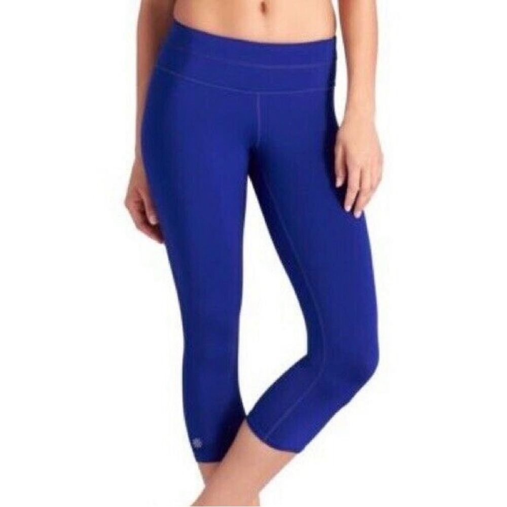 Athleta Royal Blue Dobby Sonar‎ Capri Leggings XS Cropped Stretch